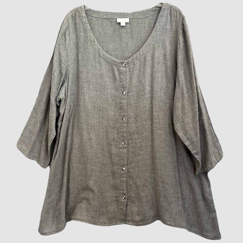 J Jill Lagenlook Tunic Top XL Oversized Minimalist Capsule Coastal Resort Cruise